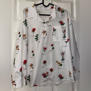 White flowers print shirt
